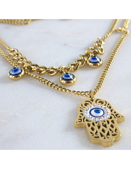 Naszyjniki Hamsa Oko Proroka ze stali chirurgicznej Lolita Accessories