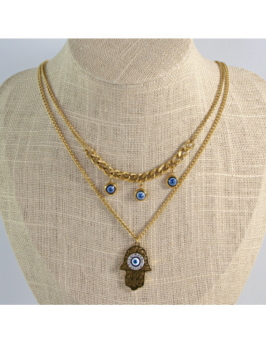 Naszyjniki Hamsa Oko Proroka ze stali...