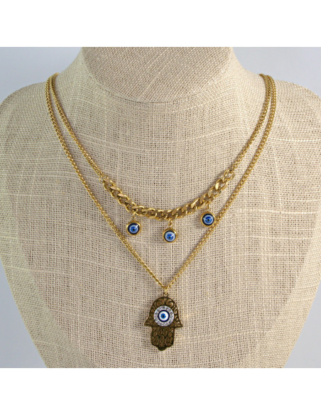 Naszyjniki Hamsa Oko Proroka ze stali chirurgicznej Lolita Accessories