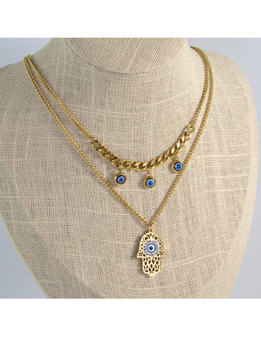 Naszyjniki Hamsa Oko Proroka ze stali...