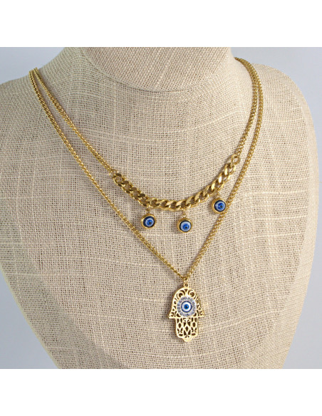 Naszyjniki Hamsa Oko Proroka ze stali chirurgicznej Lolita Accessories