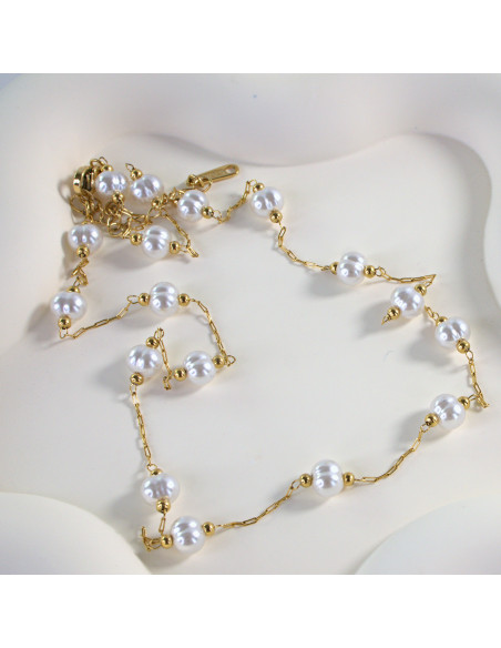 Naszyjnik Celebrytka ze stali chirurgicznej Lolita Accessories Złoty Perła