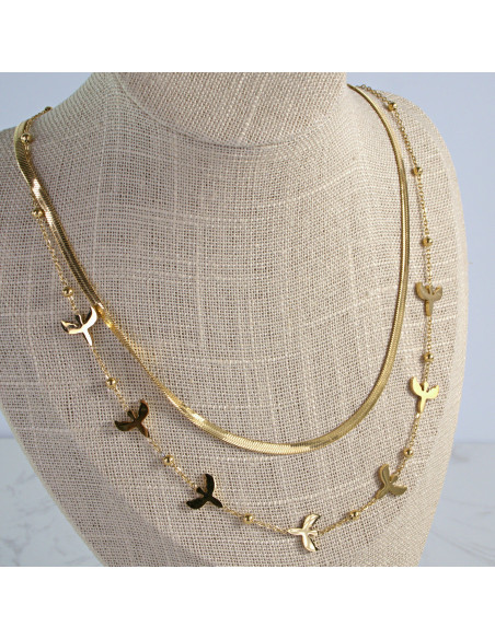 Naszyjnik Podwójny Skrzydła Anioł ze stali chirurgicznej Lolita Accessories