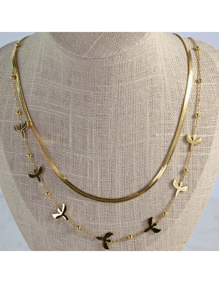 Naszyjnik Podwójny Skrzydła Anioł ze stali chirurgicznej Lolita Accessories