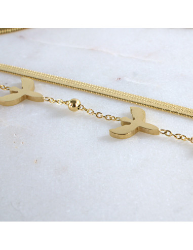 Naszyjnik Podwójny Skrzydła Anioł ze stali...