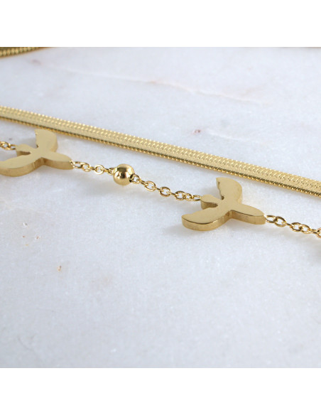 Naszyjnik Podwójny Skrzydła Anioł ze stali chirurgicznej Lolita Accessories