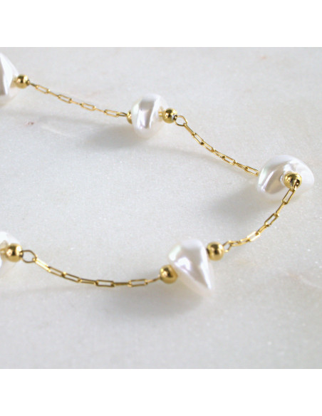 Naszyjnik Celebrytka ze stali chirurgicznej Lolita Accessories Złoty Perła