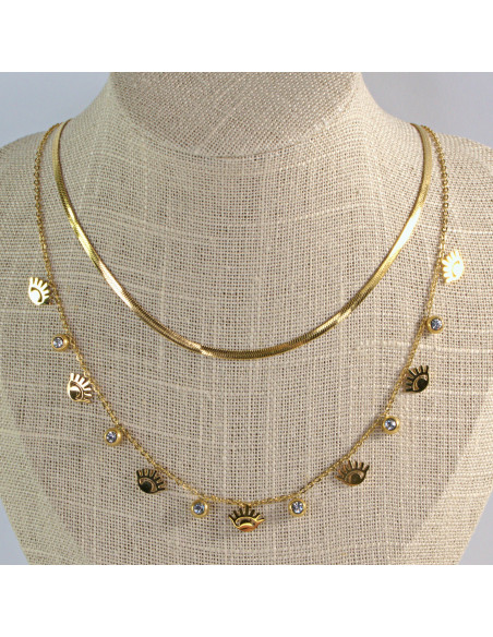 Naszyjnik Hamsa Oko Proroka ze stali chirurgicznej Lolita Accessories