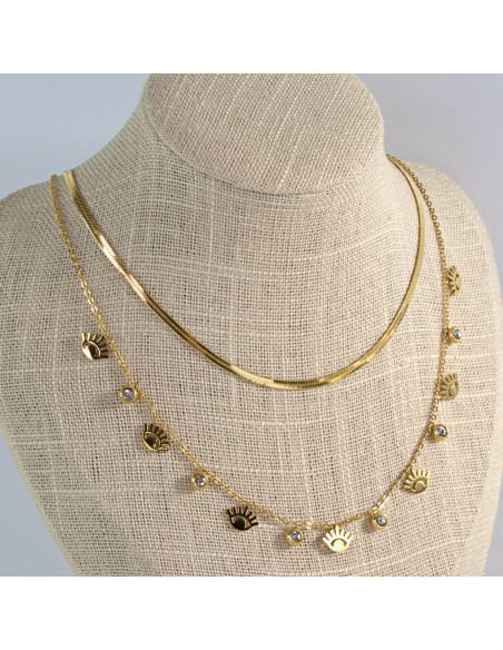 Naszyjnik Hamsa Oko Proroka ze stali chirurgicznej Lolita Accessories