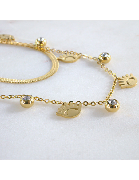 Naszyjnik Hamsa Oko Proroka ze stali chirurgicznej Lolita Accessories