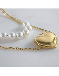 Naszyjnik SERCE PEREŁKI ze stali chirurgicznej Lolita...