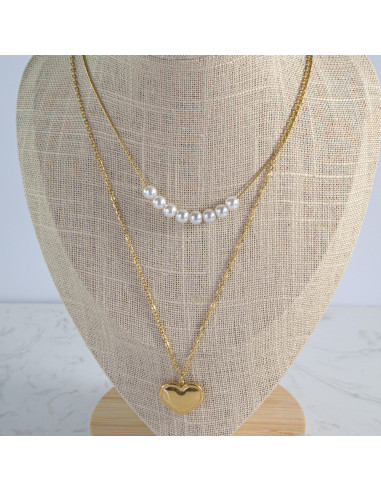 Naszyjnik SERCE PEREŁKI ze stali chirurgicznej...