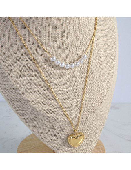 Naszyjnik SERCE PEREŁKI ze stali chirurgicznej Lolita Accessories
