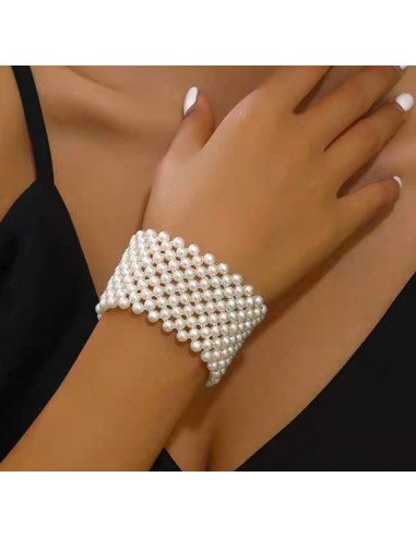 Szeroka 4 cm Bransoletka Perełki Perła Lolita...