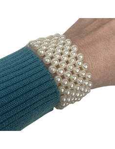 Szeroka 4 cm Bransoletka Perełki Perła Lolita Akcesoria