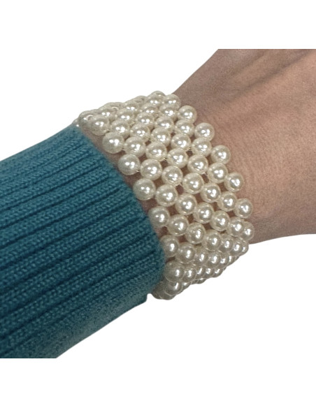 Szeroka 4 cm Bransoletka Perełki Perła Lolita Akcesoria