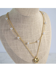 Naszyjnik podwójny ze stali chirurgicznej Złoty Złote Serce 2