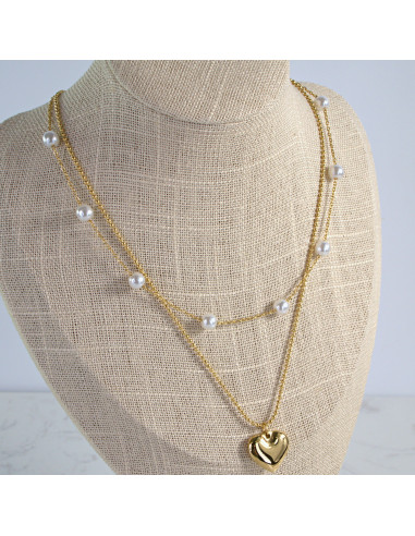 Naszyjnik podwójny ze stali chirurgicznej Złoty...