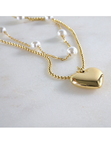 Naszyjnik podwójny ze stali chirurgicznej Złoty...