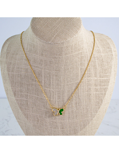 Naszyjnik stal chirurgiczna ZIELONY MOTYLEK Lolita Akcesoria