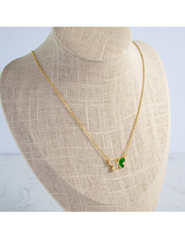 Naszyjnik stal chirurgiczna ZIELONY MOTYLEK...