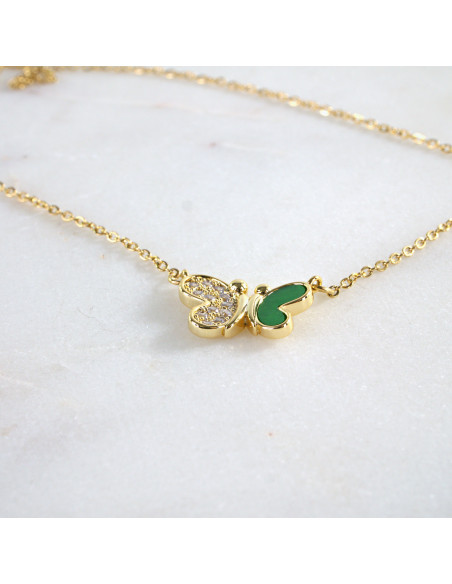 Naszyjnik stal chirurgiczna ZIELONY MOTYLEK Lolita Akcesoria