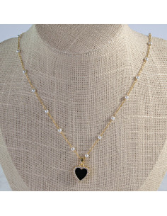 Naszyjnik stal chirurgiczna Dwustronne Serce z perłami...