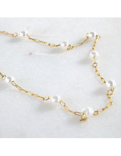 Naszyjnik stal chirurgiczna łańcuszek  z perłkami perła... 2