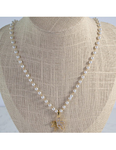 Naszyjnik  łańcuszek  z perłkami perła z zawieszką Lolita...