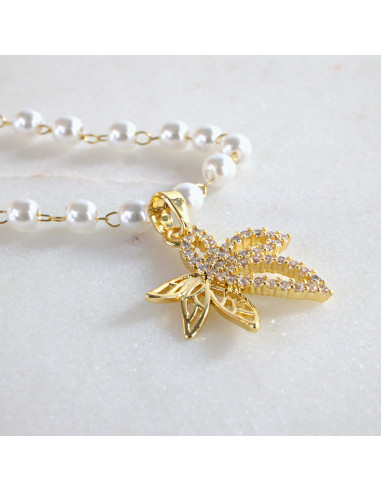 Naszyjnik  łańcuszek  z perłkami perła z...