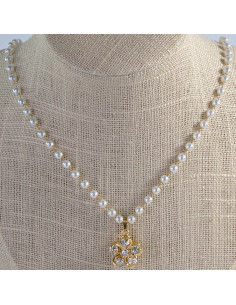 Naszyjnik stal chirurgiczna łańcuszek  z perłkami perła...