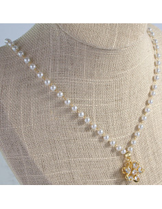 Naszyjnik stal chirurgiczna łańcuszek  z perłkami perła... 2