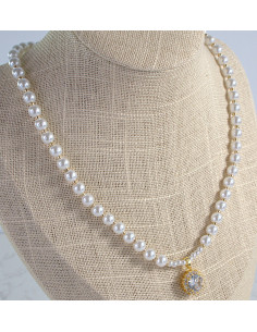 Naszyjnik  łańcuszek  z perłkami perła z zawieszką Lolita... 2