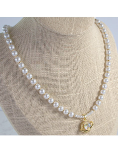 Naszyjnik łańcuszek  z perłkami perła z zawieszką Lolita...