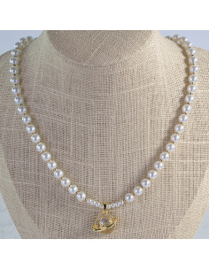 Naszyjnik łańcuszek  z perłkami perła z zawieszką Lolita... 2