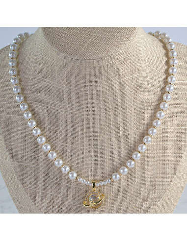 Naszyjnik łańcuszek  z perłkami perła z...