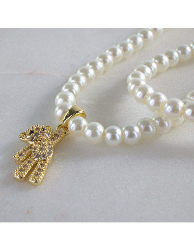 Naszyjnik PODWÓJNY  łańcuszek  z perłkami perła...