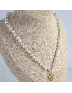 Naszyjnik  łańcuszek  z perłkami perła z zawieszką Lolita... 2