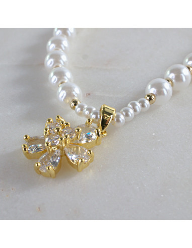 Naszyjnik  łańcuszek  z perłkami perła z...