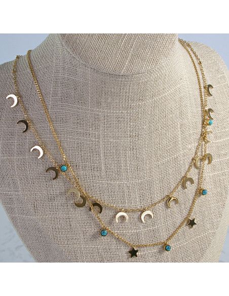 Dwa Naszyjniki  Zestaw stal chirurgiczna BOHO Lolita Akcesoria