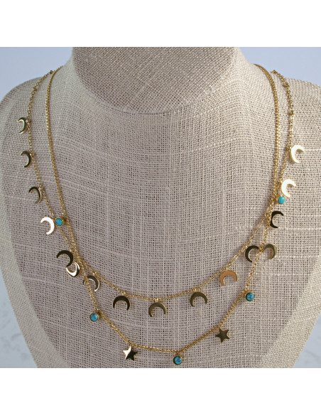 Dwa Naszyjniki  Zestaw stal chirurgiczna BOHO Lolita Akcesoria