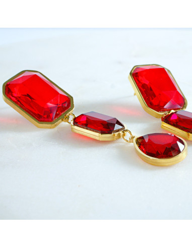 Kolczyki Czerwone "BRYLANTY"  stal chirurgiczna...