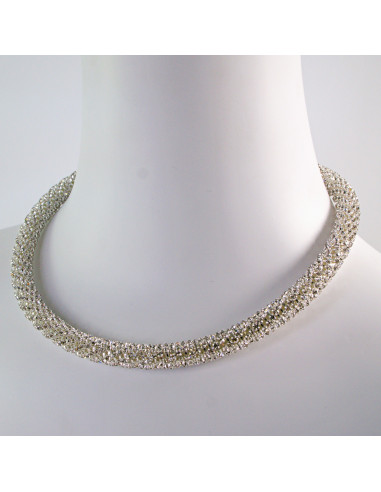 Naszyjnik Kolia z cyrkoniami srebrna CRYSTAL...