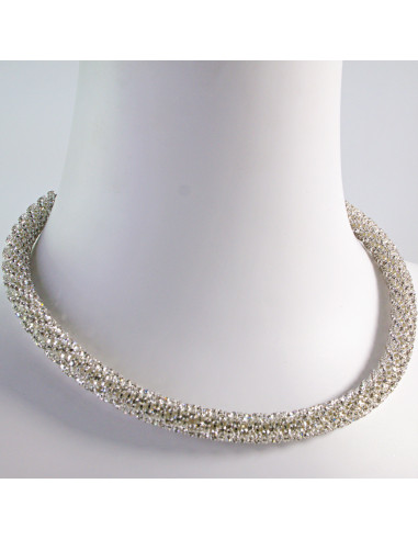 Naszyjnik Kolia z cyrkoniami srebrna CRYSTAL...