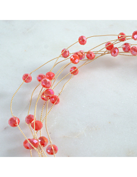 Naszyjnik wielosznurowy choker z koralikami Lolita Akcesoria  Pomarańcz