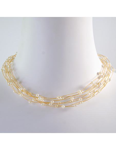 Naszyjnik wielosznurowy choker z perełkami  Lolita Akcesoria