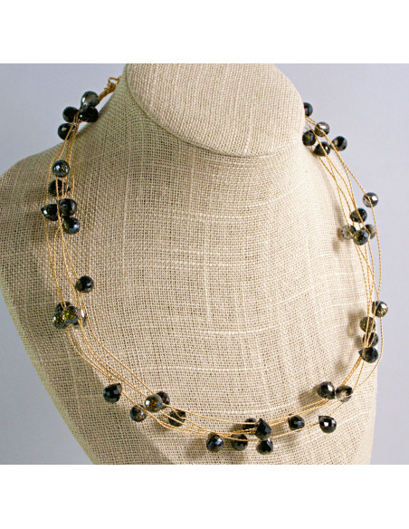 Naszyjnik wielosznurowy choker z koralikami   Lolita Akcesoria