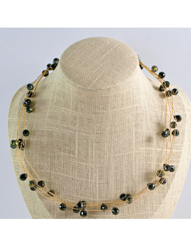 Naszyjnik wielosznurowy choker z koralikami...