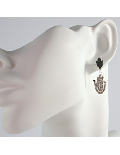 Kolczyki srebrne HAMSA RĘKA FATIMY stal chirurgiczna...