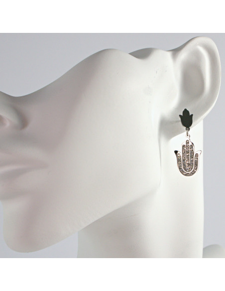 Kolczyki srebrne HAMSA RĘKA FATIMY stal chirurgiczna Lolita Akcesoria